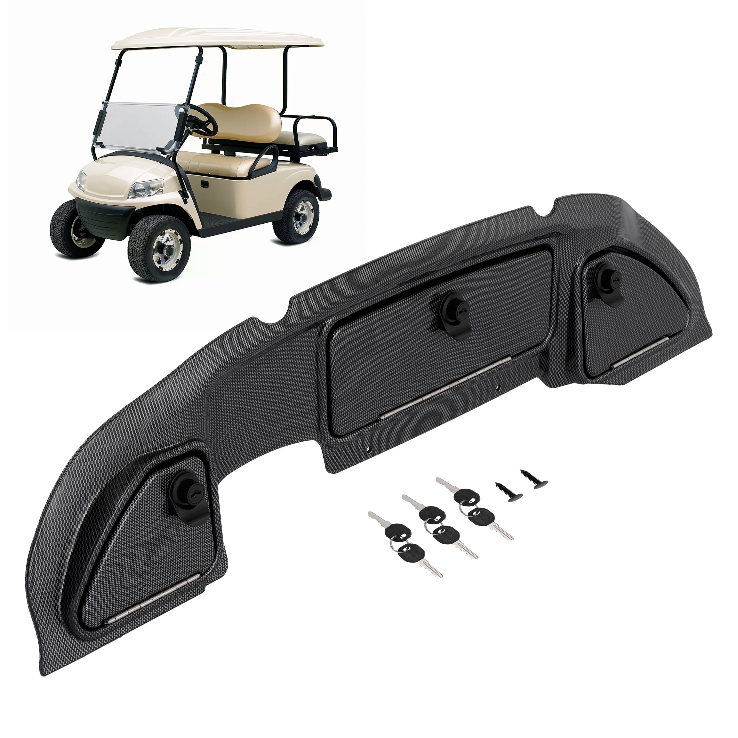 Kojem Dash Cover Compatible with 2004-2008.5 Club Car Precedent Golf Cart Carbon Fiber Color Fiber Three Door Dashboard Cover Dash Cap