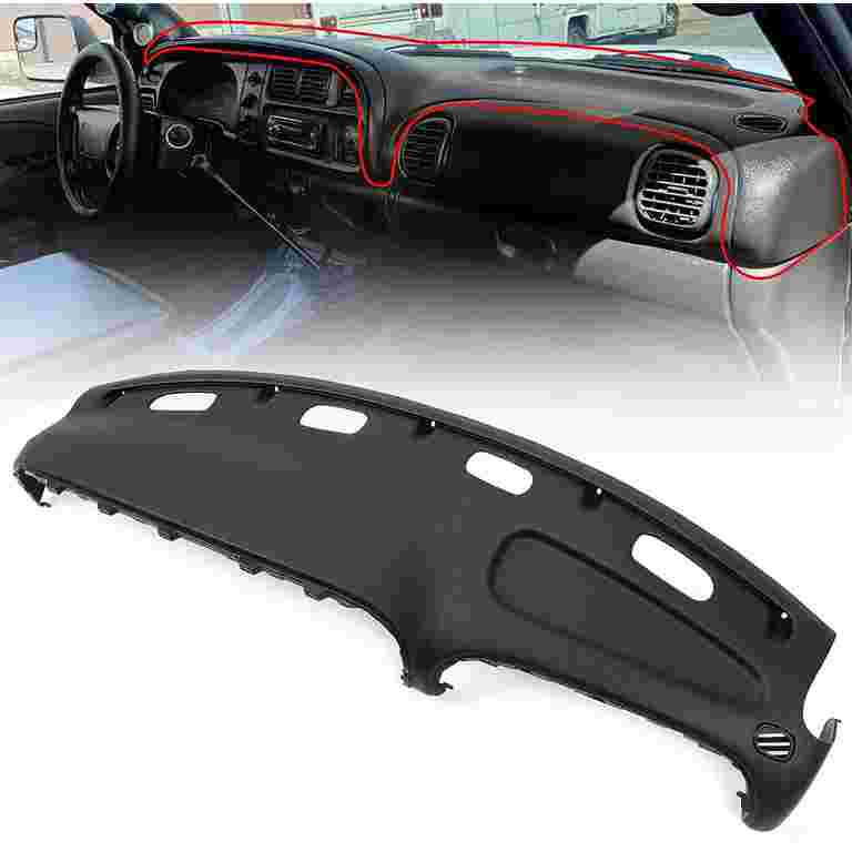 HECASA Black Dash Pad & Bezel Kit W/Vents – For Dodge Ram 1500 (1998-01) & 2500/3500 (1998-02)