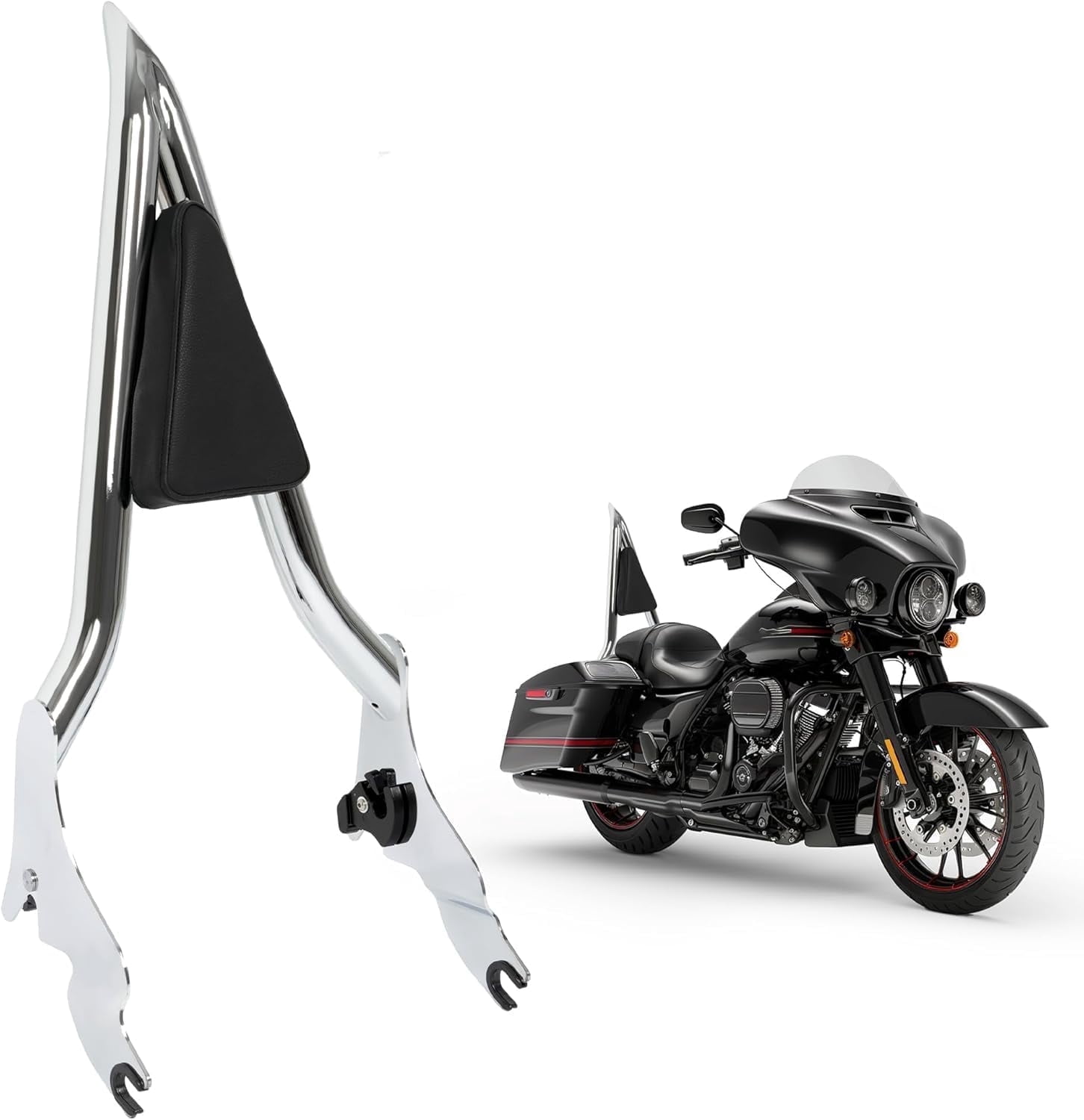 Kojem Detachable Backrest Sissy Bar 28" Chrome for 2009-2024 Harley ...