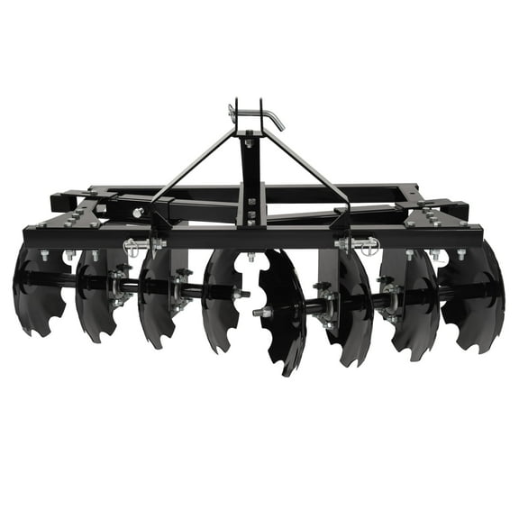 Kojem Disc Plow Harrow for Prep Soil Cut Weeds & Clear Crop Remains Easy Mounting with Integrated 3-Point Hitch