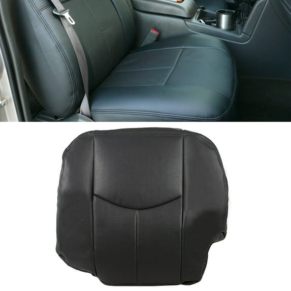 Kojem Driver Side Bottom Leather Seat Cover for 2003 04 05 06 Chevy Silverado 1500 2500 GMC Sierra Dark Gray