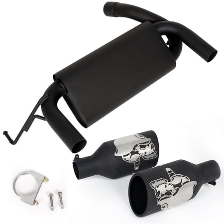 Kojem Dual Exhaust Muffler Cat-Back Fit for 2007-2017 Jeep Wrangler JK 2/4DR Axle-Back Split Rear Exit Black Outlet System with Tips