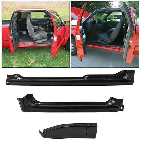 Kojem Electrophoresis Rocker Panel Left&Right and Cab Corner Left Side Compatible With 1994-2004 Chevrolet S10 GMC Sonoma 3 Door Extended Cab 3Pcs
