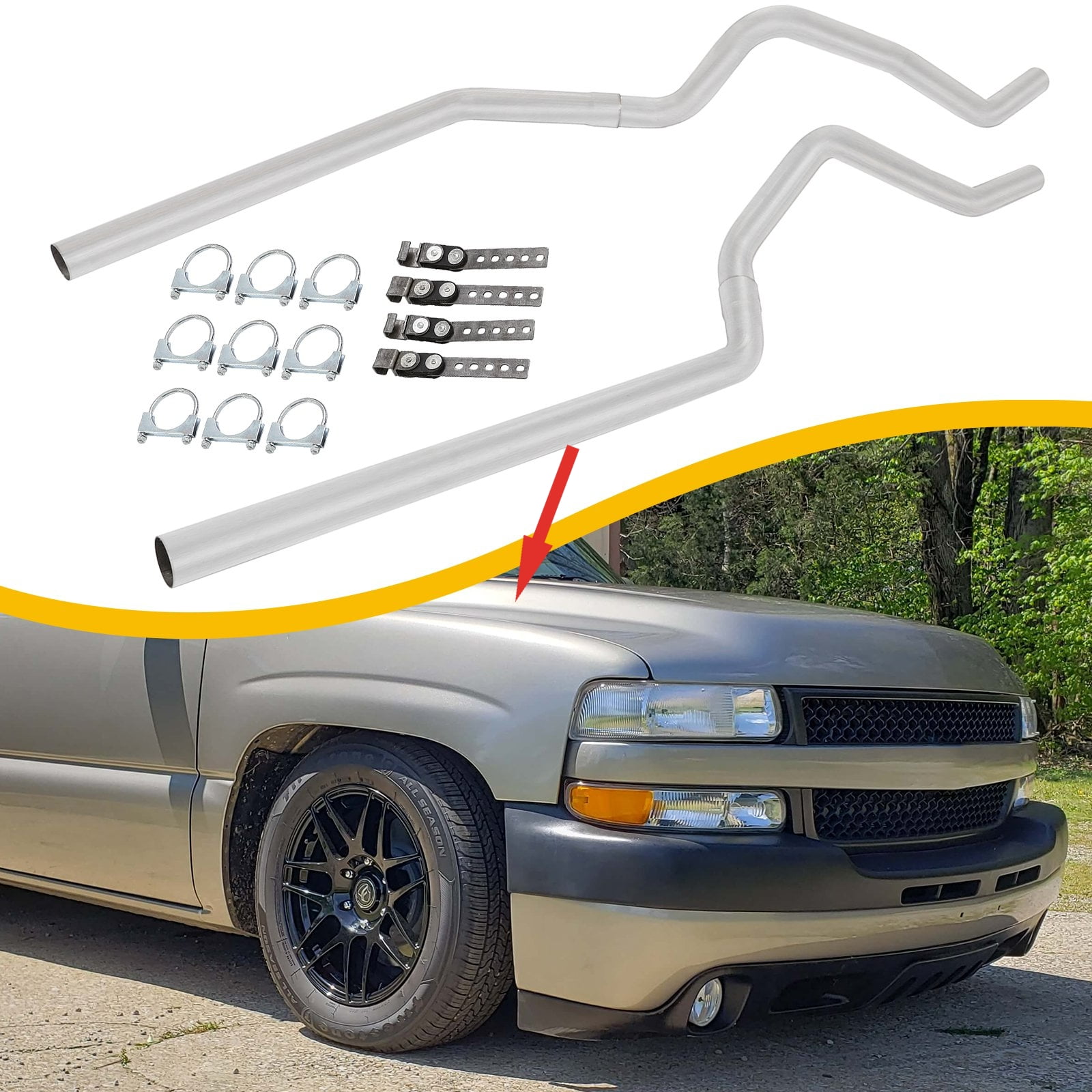 Kojem Exhaust Pipe Kit Tail Truck Dual for 19992008 Chevrolet