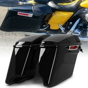 Kojem Extended Saddle Bags For 1993-2013 Harley Tour Gloss Black W/ Speaker Lids Latch Key
