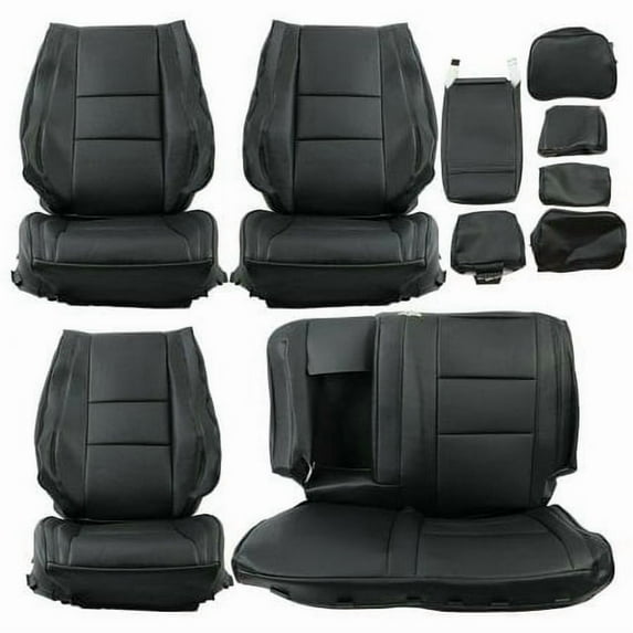 Kojem Faux Leather Seat Cover Sets for 2011-2019 Jeep Grand Cherokee Front and Rear Car Seat Black