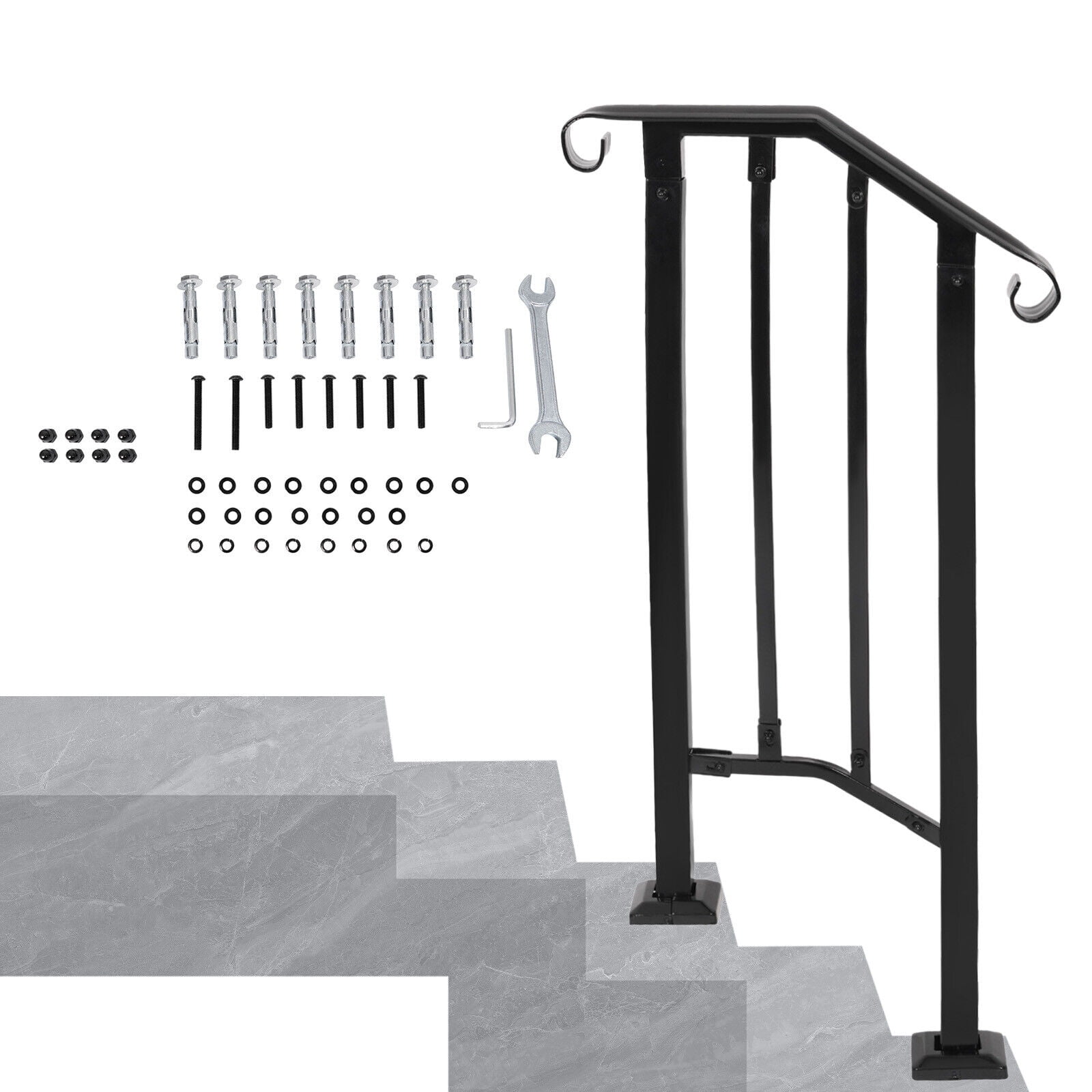 Kojem Wall Mounted Staircase Handrail for 1 or 2 Steps, Adjustable ...