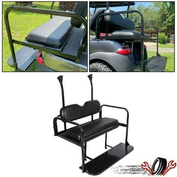 Kojem Flip Flop Rear Seat Kit Folding for 2004-2018 05 06 07 08 09 10 11 12 13 14 15 16 17 Club Car Precedent Golf Cart Gas or Electric Models