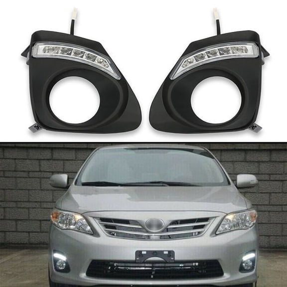 Kojem Fog Light Bezel Pair LED Daytime Running Light DRL Fog Signal Lamp Compatible with 2011-2013 Toyota Corolla Altis (Not Include Fog Light)