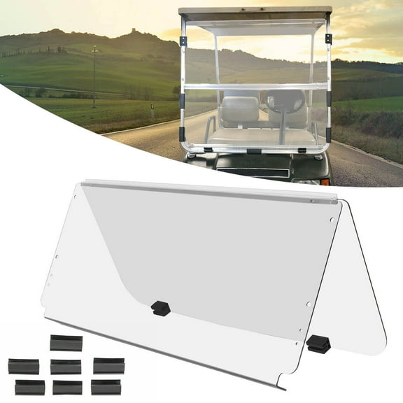 Kojem Fold-Down Windshield,Fit for 1982-2000.5 Club Car DS, Folding Acrylic New Clear , Golf Cart Windshield