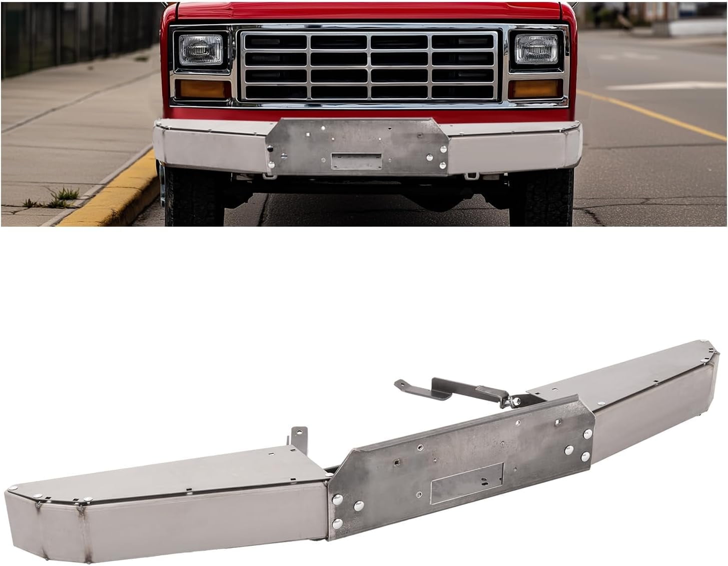 Kojem Front Bumper Assembly for 1980-1986 Ford F150 F250 F350 Bronco Steel Raw