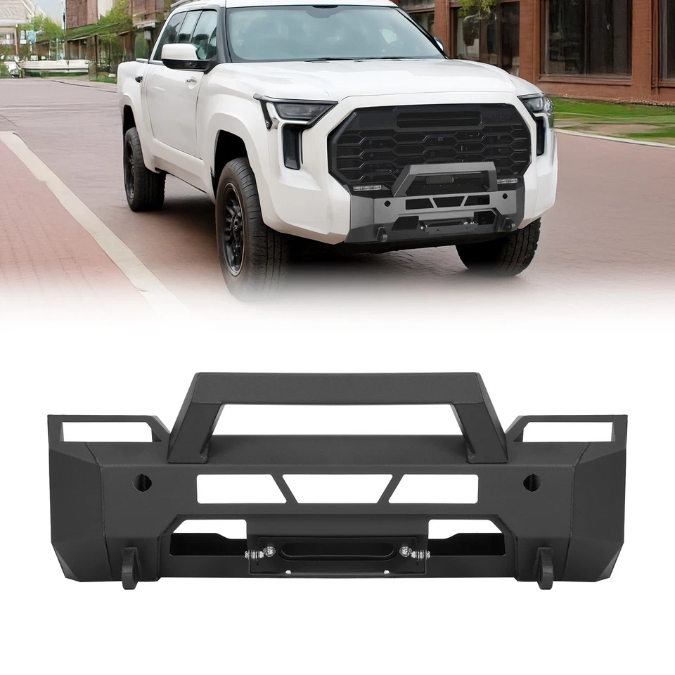 Kojem Front Bumper Assembly for 2022-2024 Toyota Tundra Bumper Assembly w/Sensor Holes Steel Powder Coated Black