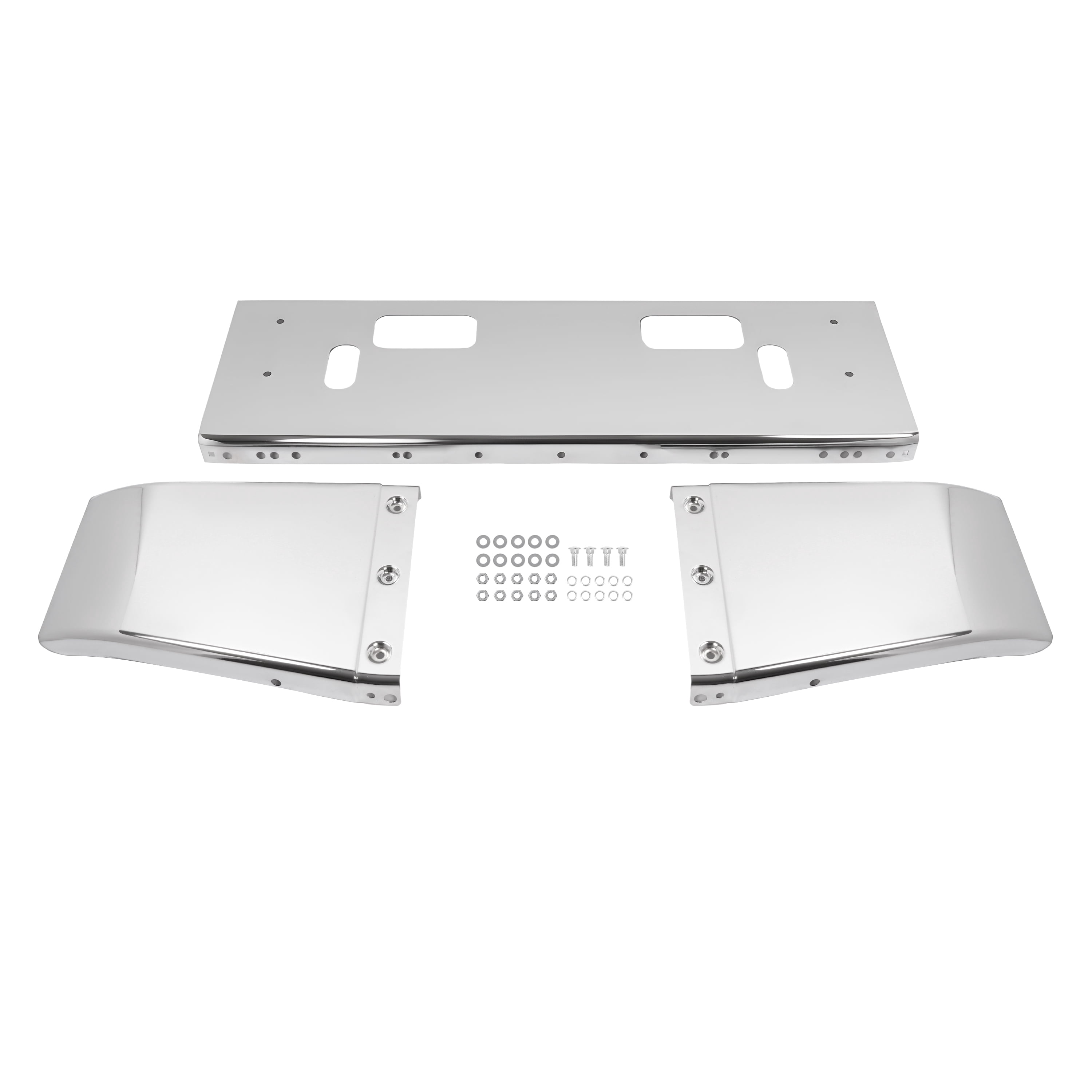 Kojem Front Bumper Compatible with 2012-Up Freightliner 114SD Steel Chrome Silvery