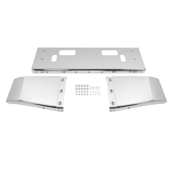 Kojem Front Bumper Compatible with 2012-Up Freightliner 114SD Steel Chrome Silvery