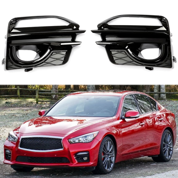 Kojem Front Bumper Fog Light Cover Compatible with 2014-2017 Infiniti Q50 Sport Replacement for IN1038106 IN1039106 622574GA1A 622564GA1A Grille Trim Bezel