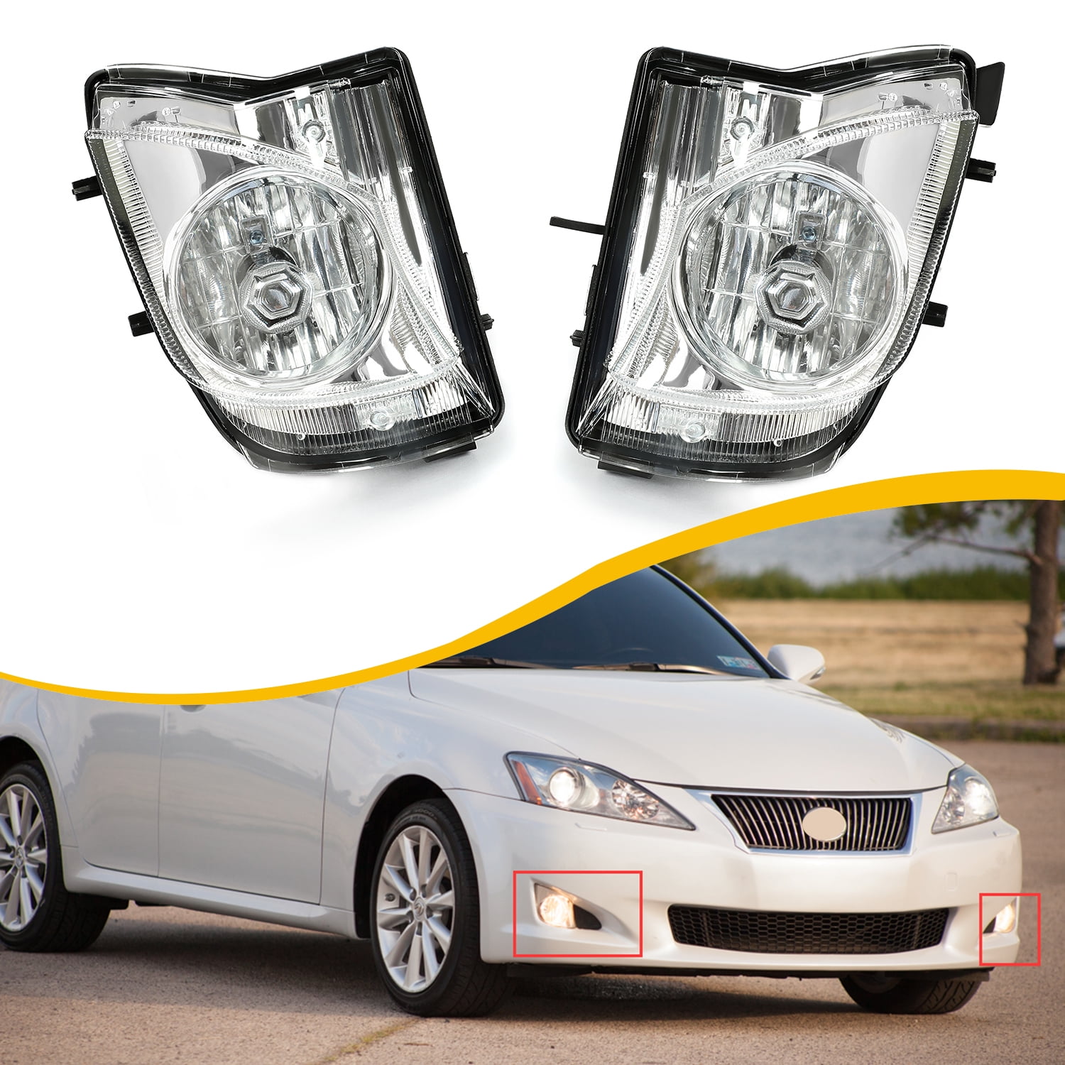 Kojem Front Bumper Fog Light Lamps for 06 07 08 09 10 Lexus IS250 IS350  81221-53290 81211-53290 Left Right Clear Lens