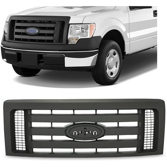 Kojem Front Bumper Grille Black for Ford 2009 10 11 12 13 14 F150 Textured Black Shell and Insert Grill 9L3Z8200A FO1200510