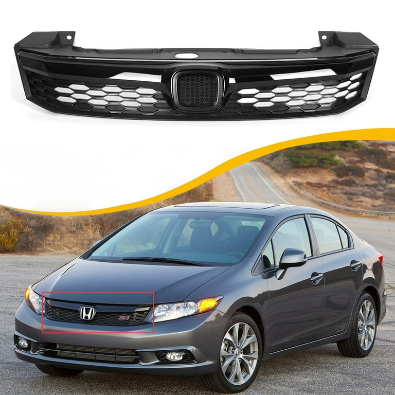 Kojem Front Bumper Hood Mesh Grille Grill JDM Style for 2012 Honda Civic 4DR Sedan HO1200206