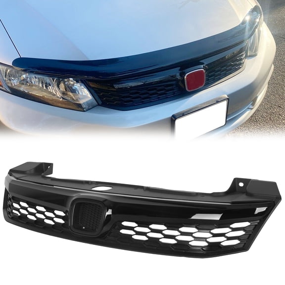 Kojem Front Bumper Hood Mesh Grille Grill JDM Style for 2012 Honda Civic 4DR Sedan HO1200206