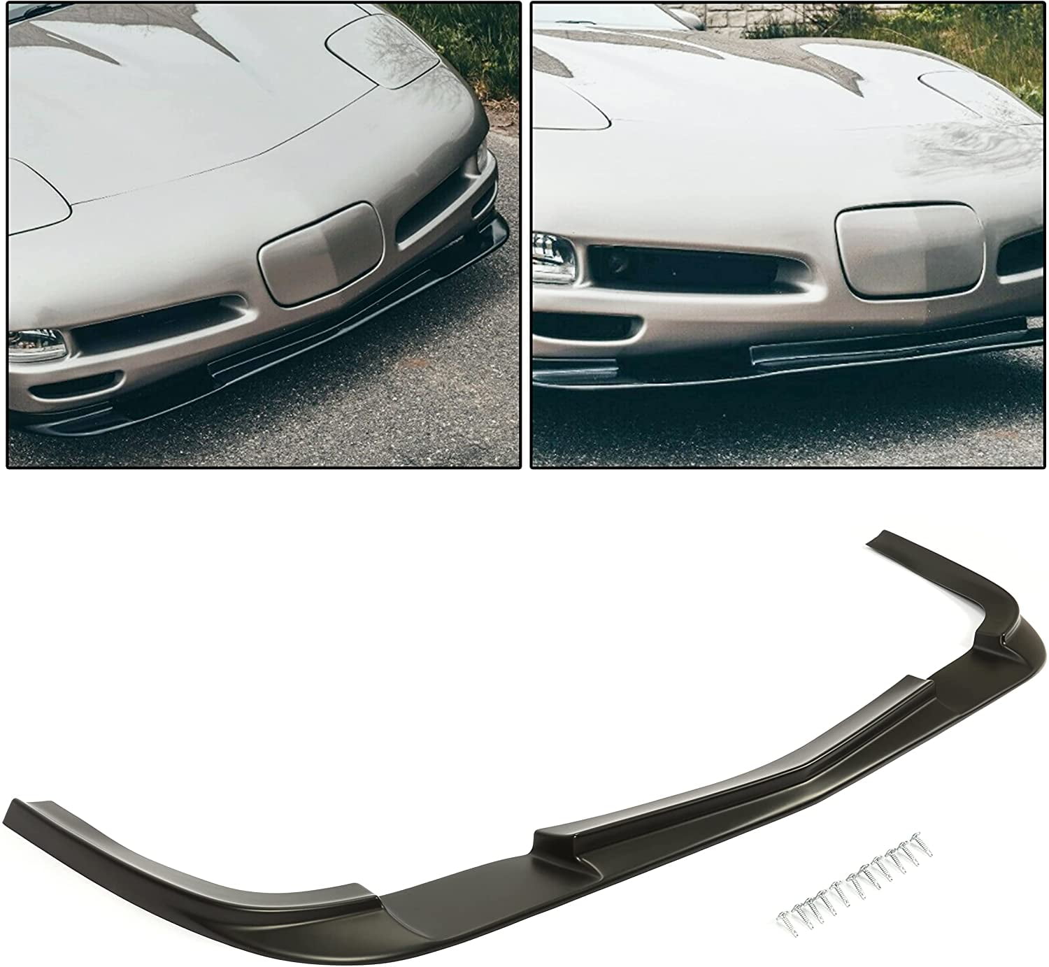 Kojem Front Bumper Lip Under Panel Flat Splitter Black Compatible with ...