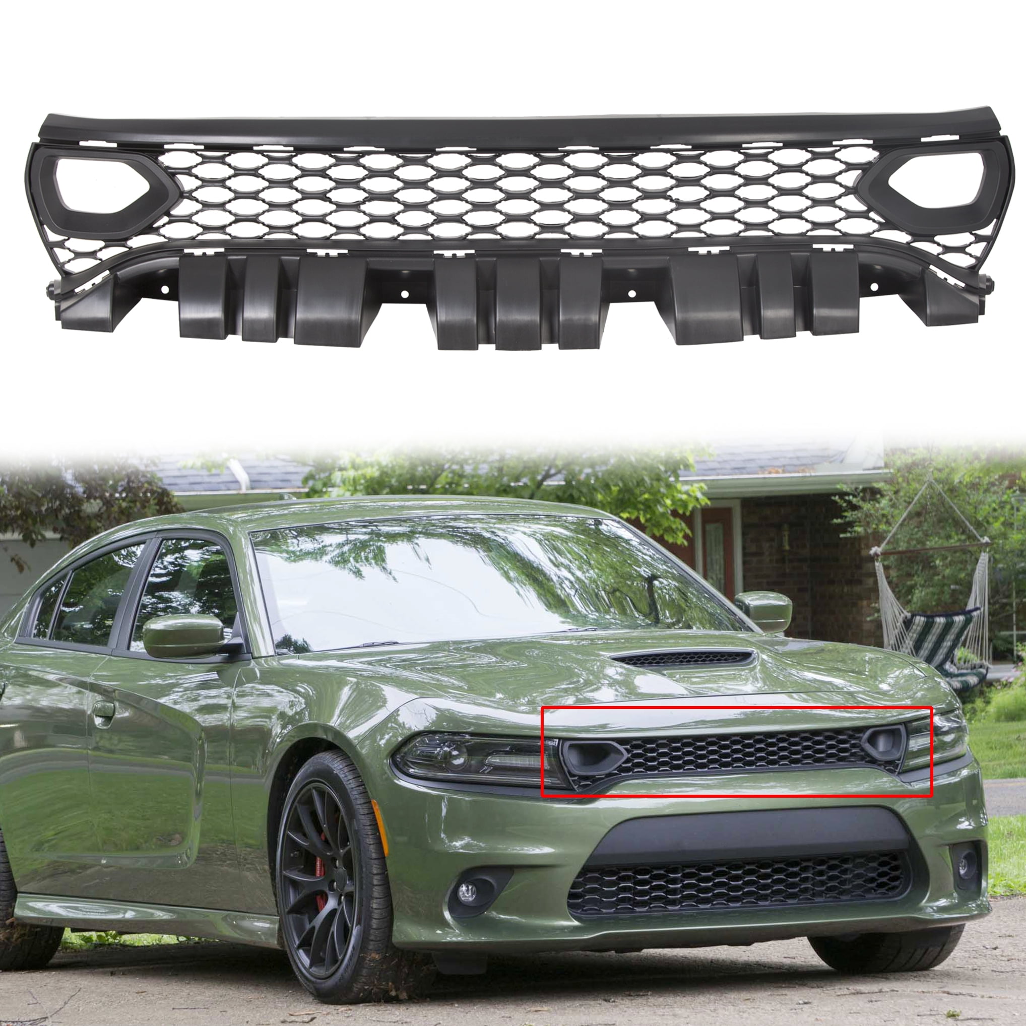 Kojem Front Bumper Upper Grill for 2015-2023 Dodge Charger