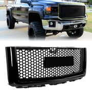 Kojem Front Bumper Upper Hood Center Mesh Grill Grille Honeycomb Style for 07 08 09 10 11 12 13 GMC Sierra 1500 25810704 25810705