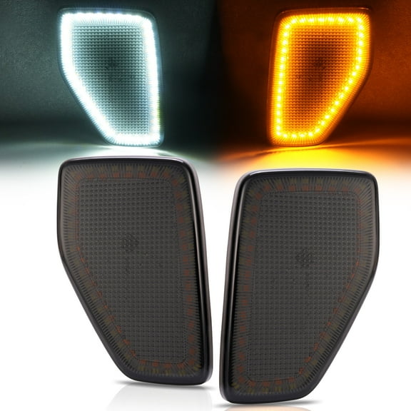 Kojem Front Fender Side Marker Lights For 05/06-10 Hummer H3/09-10 H3T Smoked Full LED