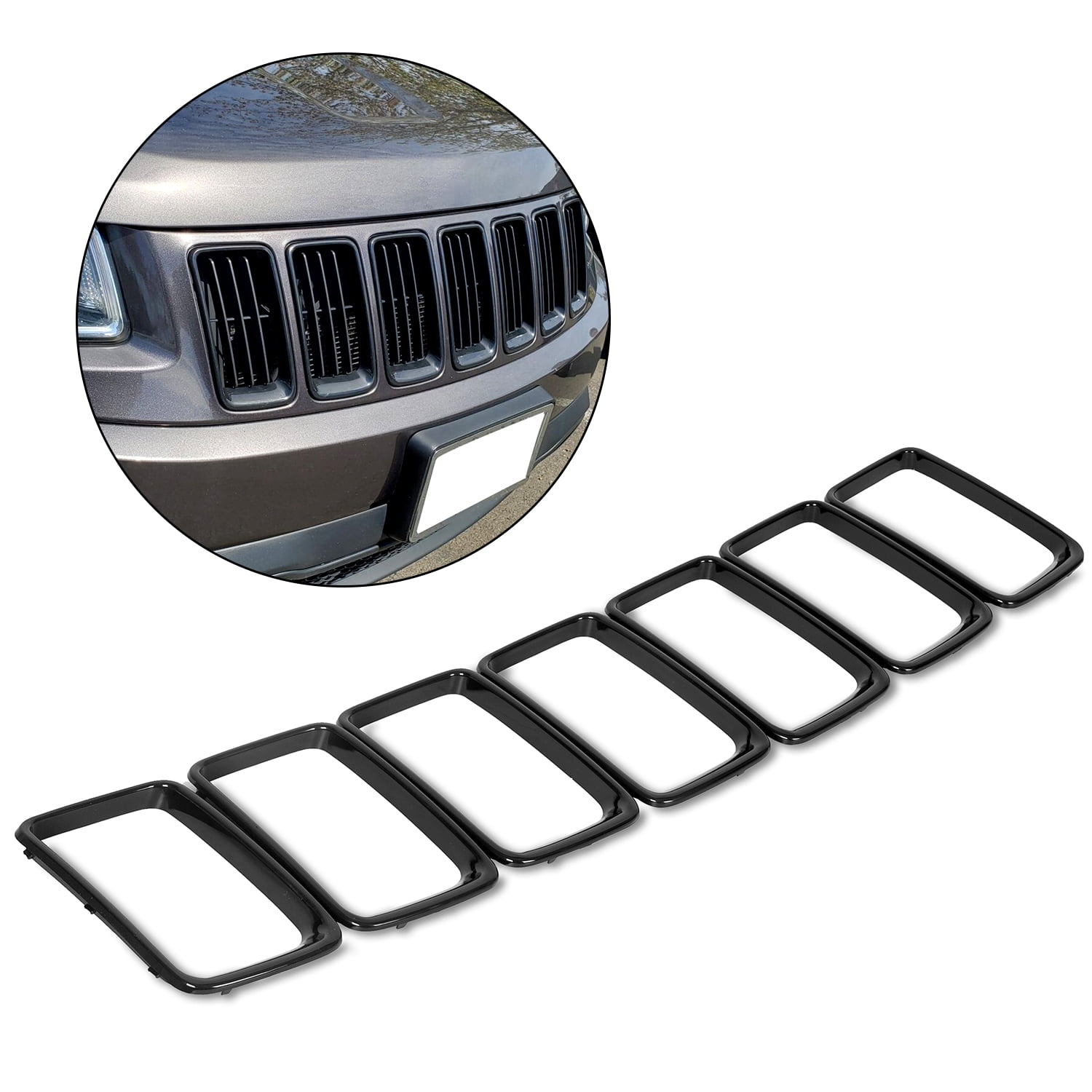 7pcs Black ABS Front Grill Guard Grille Insert Cover Trim for 2015 201