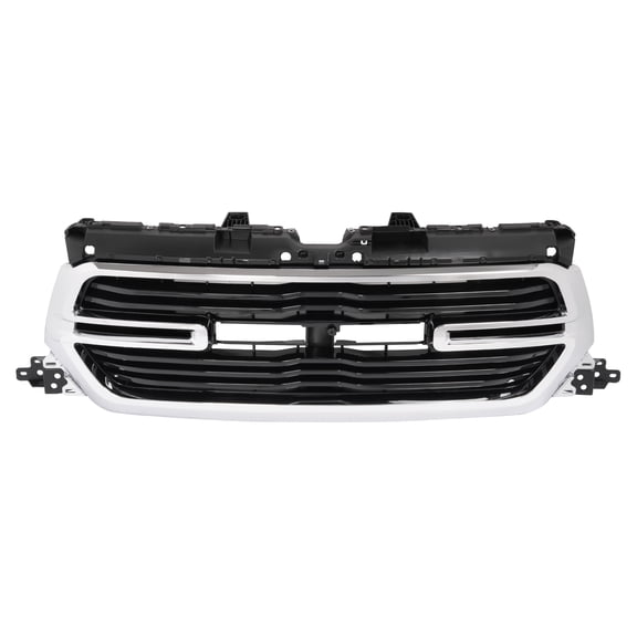 Kojem Front Grille Assembly for 2019-2022 Dodge Ram 1500 Replacement for 68404931AE CH1200418 Front Bumper Grill Kit Plastic (ABS) Painted Black+Chrome Silvery