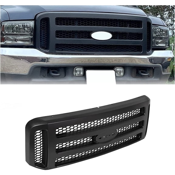 Kojem Front Grille Grill Mesh Style Assembly  for 1999 2000 2001 2002 2003 2004 F250 F350  Super Duty Excursion