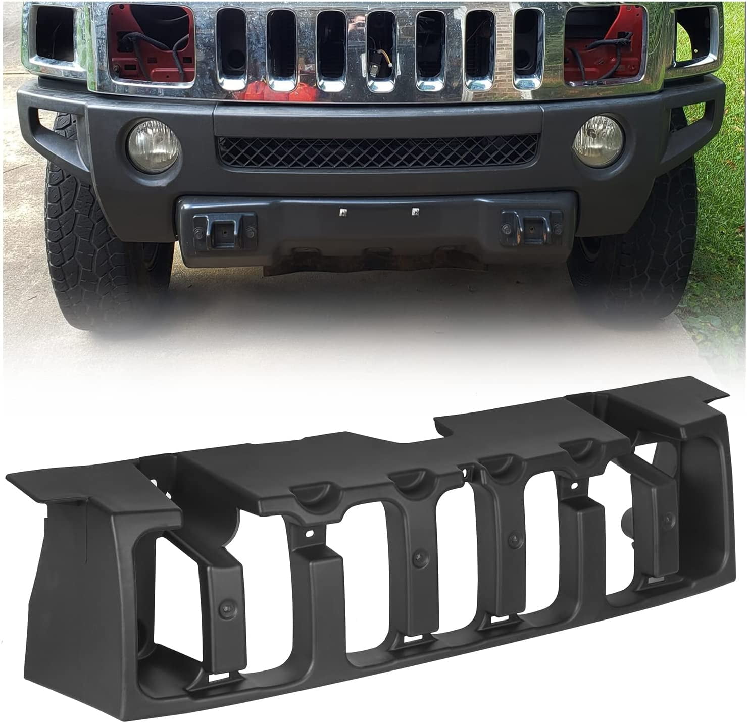 Kojem Front Grille Support Bracket Mounting Panel Black for Hummer H3 H3T  20062007 2008 2009 2010 Replaces 15834198 HU1207100 