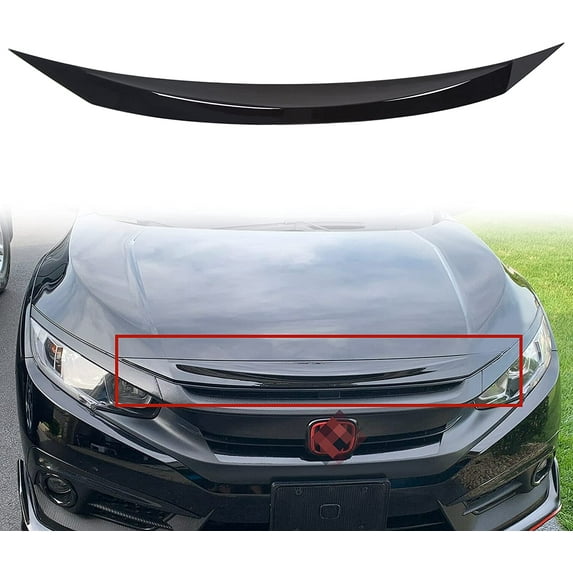 Kojem Front Hood Bonnet Bumper Upper Trim Lip Molding Trim Bar fits 2016 2017 2018 2019 2020 2021 Honda Civic