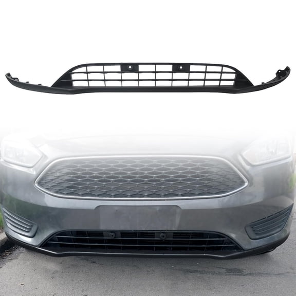 Kojem Front Lower Valance Grille Compatible with 2015-2018 Ford Focus W/O Sport Model without Ecoboost Pkg Replacement for F1EZ17626A Bumper Spoiler Panel Lip Chin Grill Painted Black