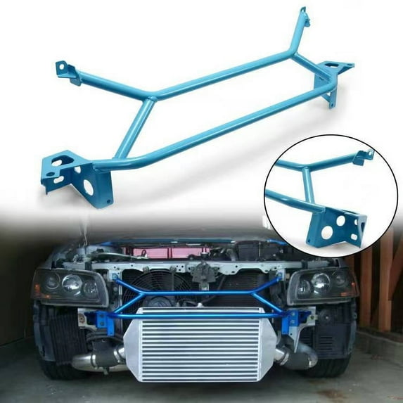 Kojem Front Power Brace Radiator Support Brace Steel Compatible with 2003-2006 Mitsubishi Lancer Evolution EVO Sedan 7/8/9 (Blue)