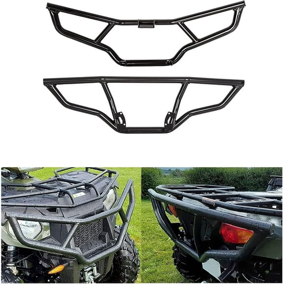 Kojem Front & Rear Brush Guard Bumper 2Pcs for 2014-2023 Polaris Sportsman 450 570 Black Steel Bumper Protector