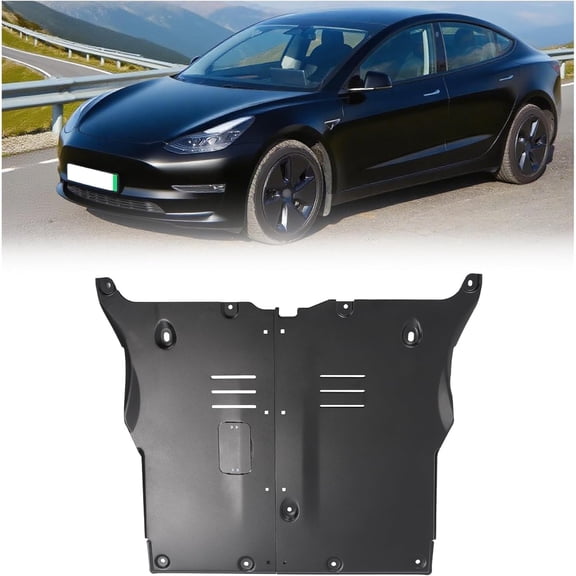 Kojem Front Skid Plate for 2018-2023 Tesla Model 3 Model Y Under Engine Guard Cover Front Aluminum Powder Coated