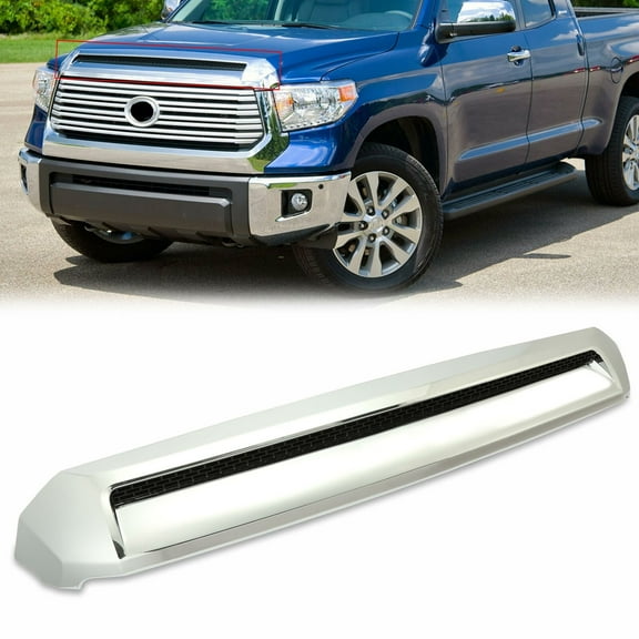 Kojem Front Upper Hood Bulge Molding Grille Trim for 2014-2021 Toyota Tundra Chrome