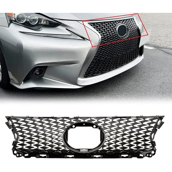 Kojem Front Upper Hood Bumper Mesh Grille Grill Guard for 14 15 16 Lexus IS200t IS250 IS350 F Sport LX1200152 5311253061