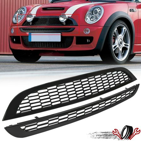 Kojem Front Upper & Lower Grille for 2002 2003 2004 2005 2006 Mini Cooper R50 R52 R53 Matte Black Honeycomb Mesh Grill
