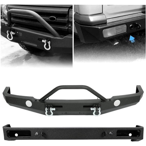 Kojem Front Winch Bumper Rear Steel Bumper for 1998 1999 2000 2001 2002 2003 2004 Land Rover Discovery