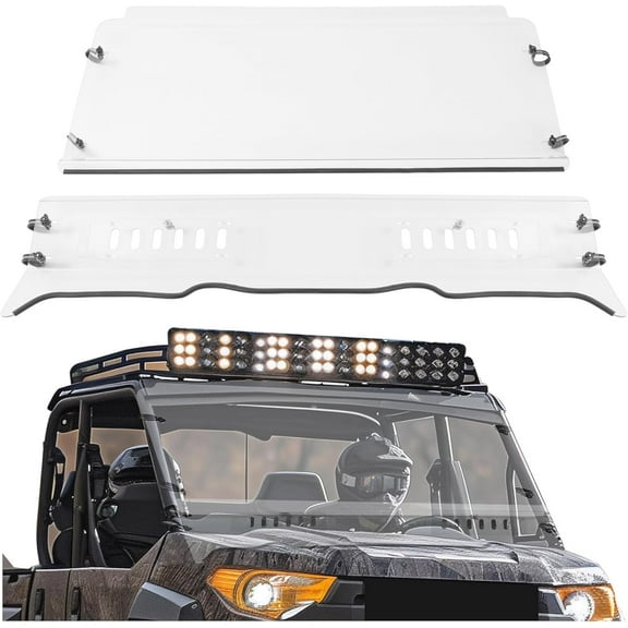 Kojem Front Windshield for 09-23 Polaris Ranger XP 500 700 800 Full Size Round Cage Clear Windscreen