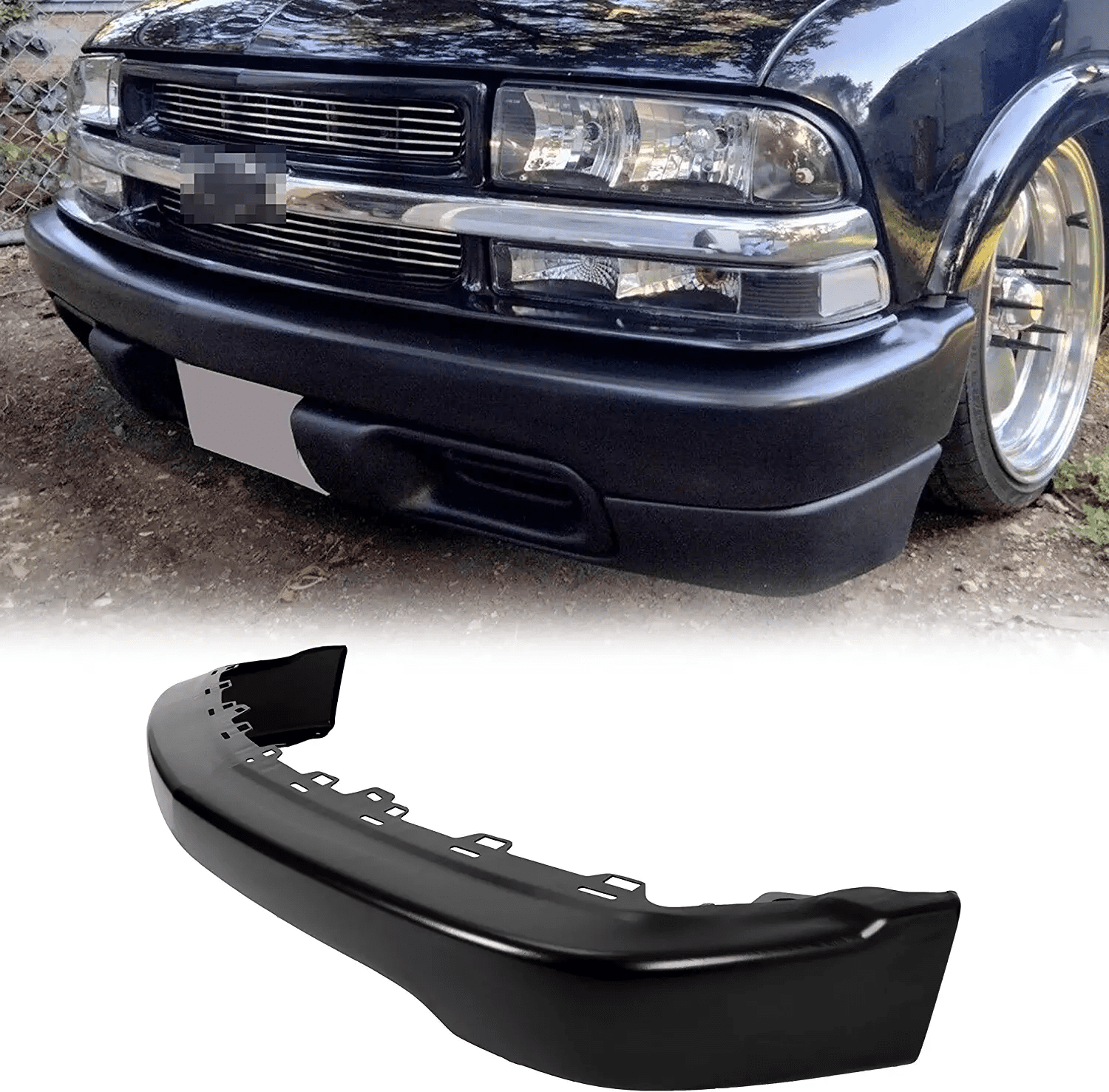 Kojem GM1002367, Automotive Front Bumper Face Bar with Powder Coated Steel for Chevrolet S10 Black