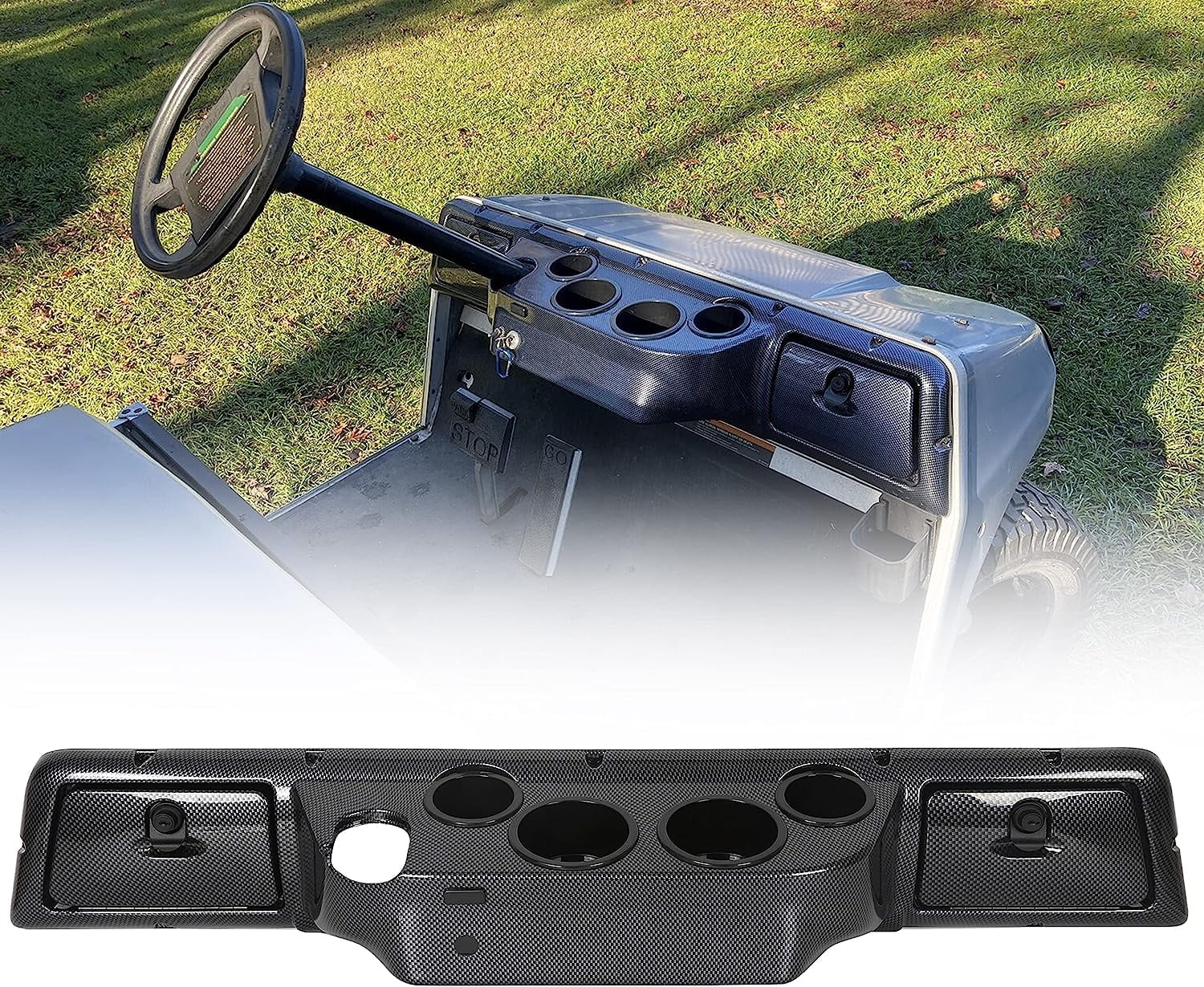 Kojem Golf Cart Dash Board Cover for 1982 and Up Club Car DS Golf Cart Assembly Carbon Fiber Style