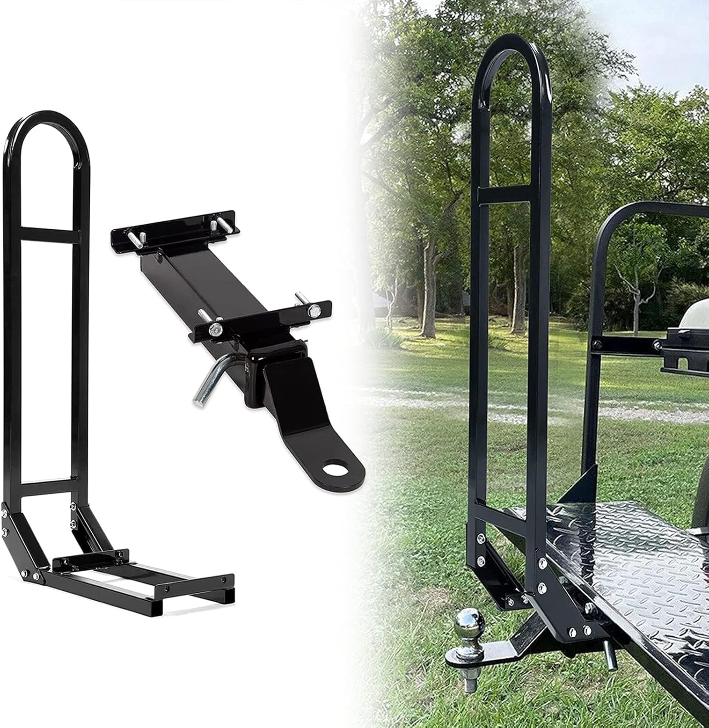 ECOTRIC Kojem Golf Cart Rear Safety Seat Trailer Hitch + U-Shaped Grab Bar for EZGO Yamaha Club Car Golf Cart Grab Bar and Golf Cart Trailer Hook Hitch with Receiver