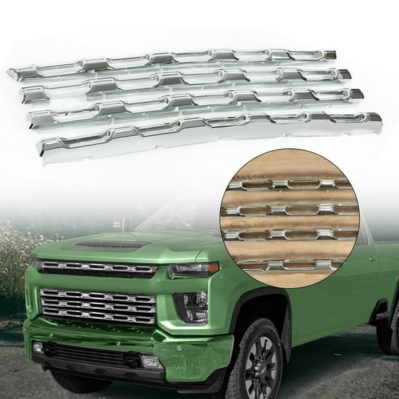 Kojem Grille Insert for 2020-2023 Chevy Silverado 2500 3500 HD LT WT Truck Chrome Grill Overlay Plastic Silvery