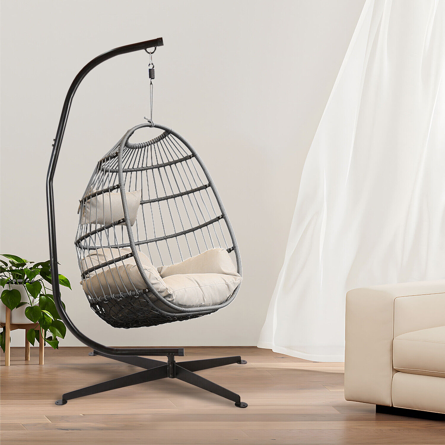 FDW Hammock Chair Stands Hanging Hammock Stands,C Stand Outdoor Solid