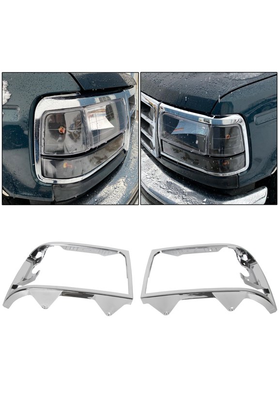 Headlights Headlamps Trim Bezel Pairs Set Chrome for 1992-1997 Ford F250 F350 Truck 1992-1996 Ford Bronco F150 Pickup Truck Replaces FO2512130 FO2513131 F2TZ13064D