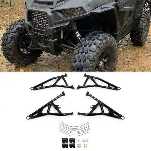 Kojem Heavy Duty Arched Front A Arms for 2014+ Polaris RZR XP 1000/4 1000 1.5"  Clearance Steel Upper & Lower Rods Black Powder Coated  High 0" Forward offset