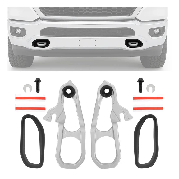 Kojem Heavy Duty Front Car Tow Hooks Chrome with Hardware for Ram 1500 DT 2019-2024