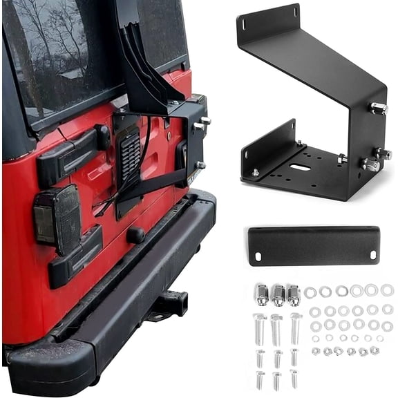 Kojem Heavy Duty Steel Spare Large Wheel Tire Carrier Mount Holder Textured Black for Jeep Wrangler Yj Tj 1987-2006 11585.01